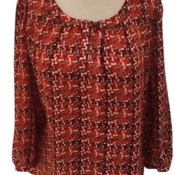 BANANA REPUBLIC HOUNDSTOOTH AUTUMN SUN COLOR 3:4 SLEEEVES, KEYHOLE AT FRONT - Picture 4 of 9